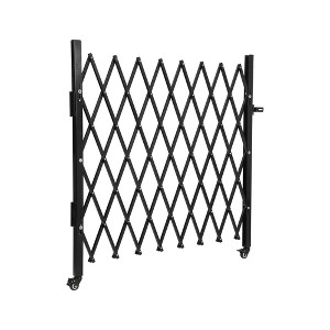 Aluminum Single Folding Security Gate, Flexible Expanding Security Gate, Folding Driveway Door Gate, 360°Rolling Barricade Gate, Black - 1 of 4