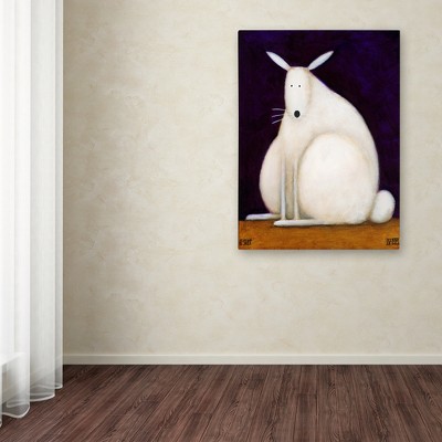 White Rabbit on Dark Blue Canvas Art, 15x20