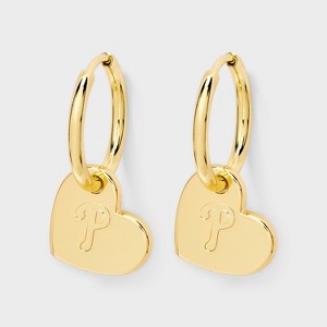 Bijoux Sport by Luv Aj MLB Gold Logo Heart Hoop Earrings - 1 of 3