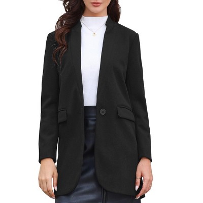 INSPIRE CHIC Women's Notched Stand Collar Long Sleeve One Buttoned Mid-Length Winter Coat Outerwear