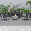 LeisureMod Walbrooke 4-Piece Modern White Patio Conversation Set with Slats Design Square Fire Pit & Tank Holder, Sectional Seat for Outdoor Spaces - 2 of 4