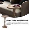COZAYH Pedestal Tray Top End Table for Holding Drinks, Lamps or Plants, Farmhouse & Rustic Style for Living Room or Bedroom, Brown - 3 of 4