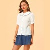 INSPIRE CHIC Women's Peter Pan Collar Contrast Color Trim Gingham Button Up Shirt - 2 of 4