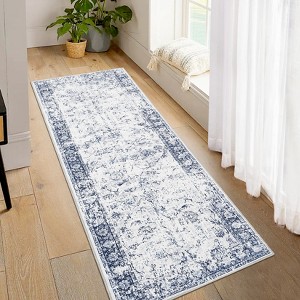 Washable Area Rugs, Vintage Printed Indoor Floor Carpet with Non-Slip Backing, Oriental Distressed Accent Rugs - 1 of 4