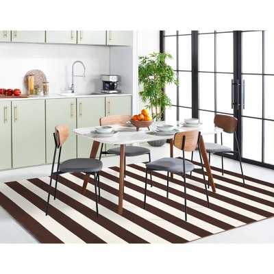 Coastal Breeze Chocolate & Ivory Stripe 9'x12' Cotton Area Rug