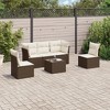 vidaXL 6 Piece Patio Sofa Set with Cushions Brown Poly Rattan - Brown and Cream With Table - 2 of 4