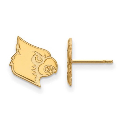 Black Bow Jewelry 14k Yellow Gold Louisville Cardinals NCAA Post Earrings