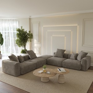 WJShome Modular Sectional Sofa Couch with Ottomans,5 Seater Corduroy Convertible Sofa,V Shaped Reversible Corner Couch - 1 of 4