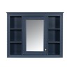 35'' x 27.5'' Medicine Cabinet, Wall Mounted Bathroom Storage Cabinet, Modern Bathroom Wall Cabinet with Mirror, with 6 Open Shelves Blue - 3 of 4
