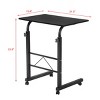 Syemin Desks Rolling Height Adjustable Side Table Lifting Computer Desk Overbed Bedside Table Overbed Table with Wheels, Black, 31.5"*15.8"*33.9" - 2 of 4