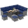 Costway 7 PCS Patio Dining Furniture Set PE Rattan Sectional Sofa Set with Soft Cushions White/Black/Blue/Gray - 2 of 4