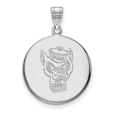 Black Bow Jewelry 10k White Gold North Carolina State Wolfpack NCAA Large Pendant