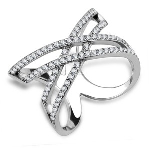 Slickblue Stainless Steel CZ Ring for Women, Polished Finish, Clear Stone, Lightweight & Comfortable, Size 5-10 - 1 of 4