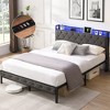 77.80"King Bed Frame with Storage Headboard, Charging Station and LED Lights, Upholstered Platform Bed with Heavy Metal Slats, No Box Spring Needed, Noise Free, Easy Assembly, Dark Gray - 2 of 4