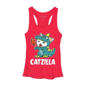 Women's Design By Humans Catzilla Halloween Costume Dragon Monster Kitten Cats Lover By lenxeemyeu Racerback Tank Top - 1 of 3