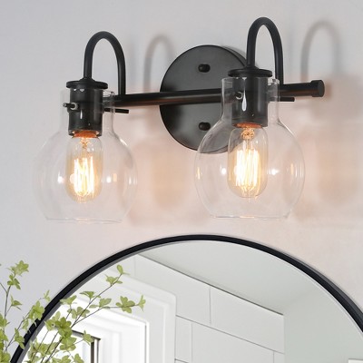 LNC Charm Matte Black with Clear Glass  Modern/Contemporary Vanity Lights, 2 Light/ 3 Light / 4 Light