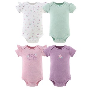 The Peanutshell Short Sleeve Cotton Bodysuits for Baby Girls, Cherry Blossom - 1 of 4