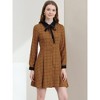 Allegra K Women's Peter Pan Collar Long Sleeve Plaid Shirt Dress - 3 of 4