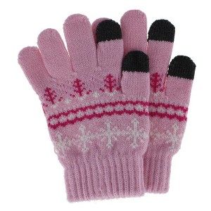 Grand Sierra Girl's One Size Snowflake Pattern Touchscreen Gloves - 1 of 3