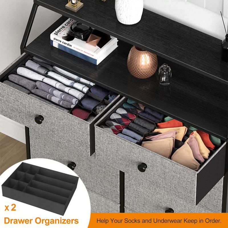 REAHOME 8 Drawer Steel Frame Wood Top Storage Organizer Dresser for Closet, Living Room, and Entryway with 2 Additional Drawer Organizers, 5 of 7