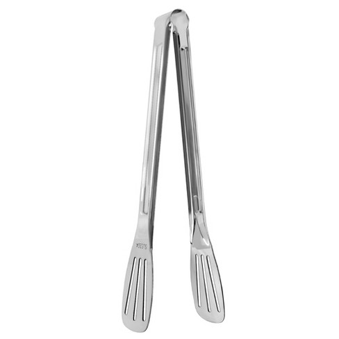 Unique Bargains Cooking Kitchen Non-stick Tong Toaster Salad Serving BBQ  Tongs Silver Tone 9.5 1 Pc