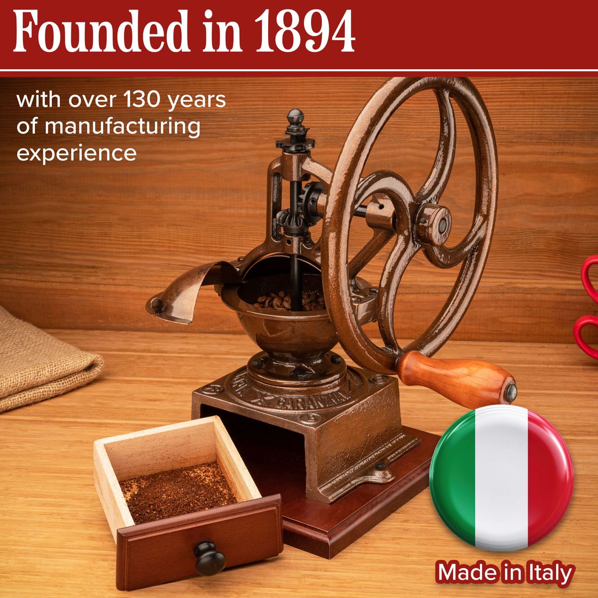 Classic Cuisine Cast Iron Burr Manual Coffee Grinder - thumbnail 8