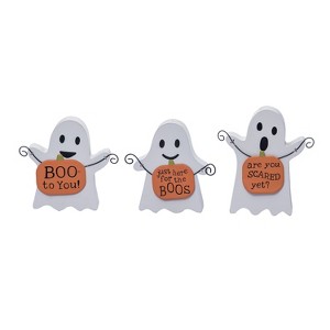 Transpac Halloween MDF Ghost Decor Set of 3 Halloween Home Decorations - 1 of 1