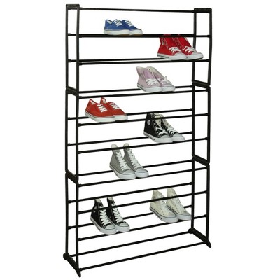 Home Basics Easy Assemble Space Saving 50 Pair Shoe Tower Multi-Purpose Storage Rack, Black