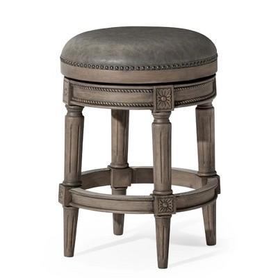 Maven Lane Pullman Backless Swivel Vegan Leather Counter Height Bar Stool
