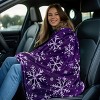 Lomsoe Purple & Pink Snowflake Flannel Blanket - Deep Purple Winter Decor with White & Lavender Snowflakes - Cozy Home & Outdoor Use. - 4 of 4