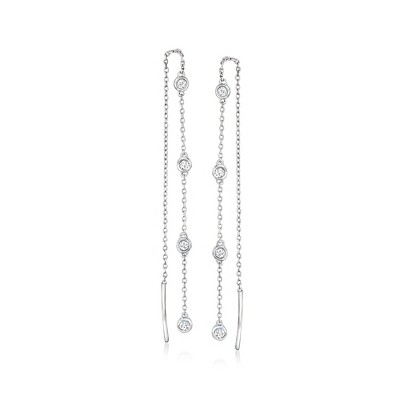 Ross-Simons 0.25 ct. t.w. Diamond Station Threader Earrings in Sterling Silver