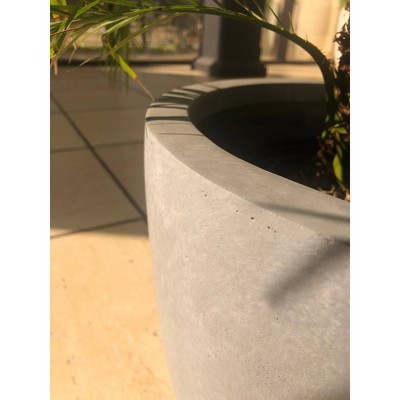 11.8&quot; Slate Gray Lightweight Concrete Modern Round Planter