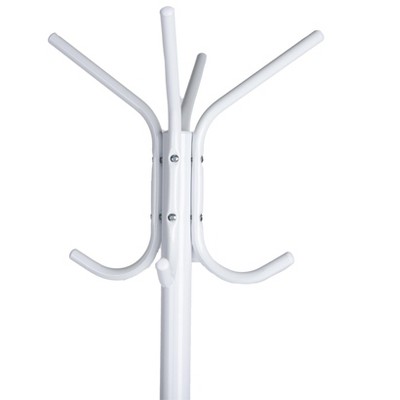 White Metal Floor-Standing Coat Rack with Umbrella Stand