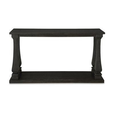 Wellturn Black Wood Sofa Table with Lower Shelf