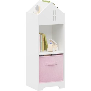 Kids Bookcase, Toddler Bookshelf, 2-Tier Storage Display Organizer, for Boys Girls Bedroom, Playroom, House, Collapsible Fabric Drawers - 1 of 4