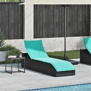 vidaXL Folding Sun Lounger Black PE rattan, powder-coated steel Standard - 1 of 4