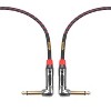 Clef Audio Labs 6.35mm TS to 6.35mm TS Angled to Angled, Black Chrome Zinc Alloy Shell/Red Braided -6IN- 3PK - image 4 of 4