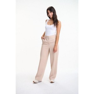 Lafidi Women’s High-Rise Straight Leg Pants – Elastic Waistband Work Trousers with Slash Pockets, Tailored Look - 1 of 4