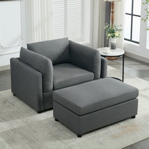 KTMBDW Accent Chair with Ottoman Set, Modern Upholstered Soft Single Sofa with Footstool for Living Room, Bedroom, Reading Room, Guestroom - 1 of 4