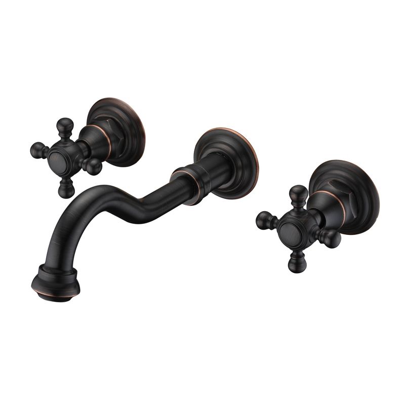 Sumerain Wall Mount Bathroom Sink Faucet, ORB Wall Mount Faucet with Valve Traditional Vintage Theme, 1 of 14