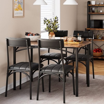 Kitchen Table and Chairs for 4, Dining Table Set for 4 with Upholstered Chairs