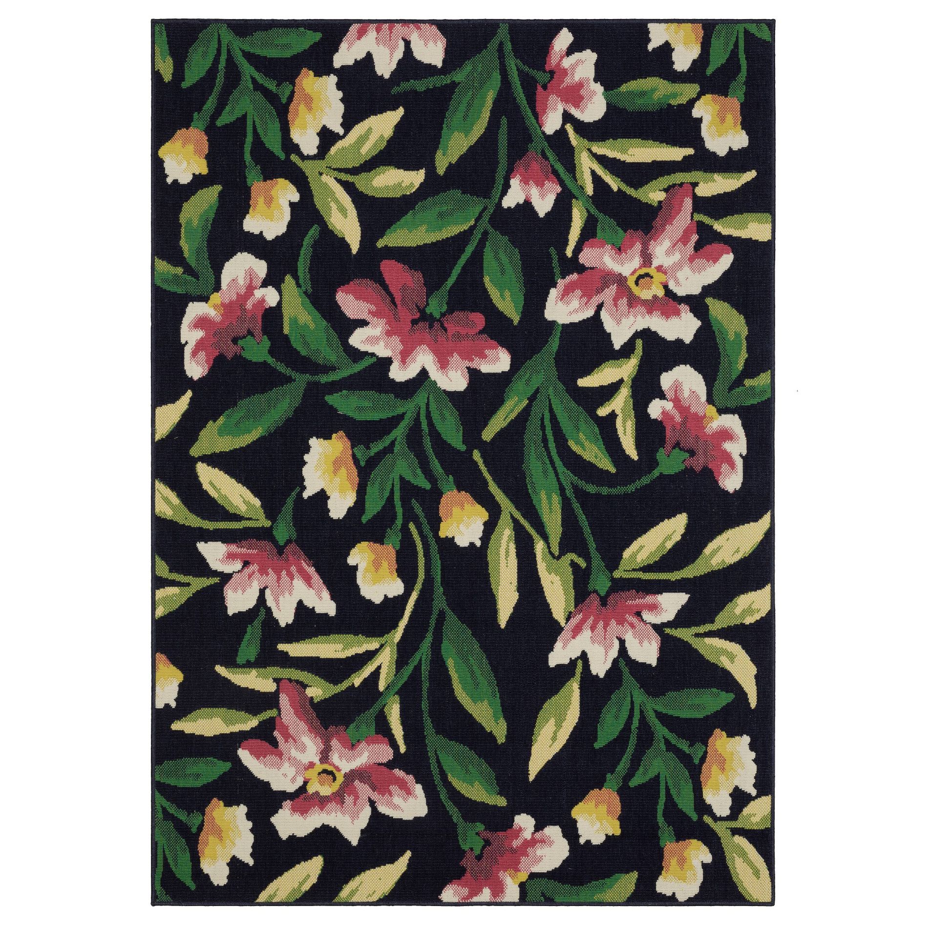 Captiv8e Designs 5'3"x7'3" Hilo Floral Garden Navy Indoor/Outdoor Area Rug
