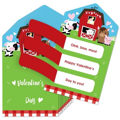 Big Dot Of Happiness Farm Animals - Barnyard Cards For Kids - Happy  Valentine's Day Pull Tabs - Set Of 12 : Target