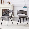 Set of 2 Velvet Accent Dining Chairs, Modern Upholstered Armless Kitchen Chairs with Metal Legs for Dining Room-Koiai - 3 of 4