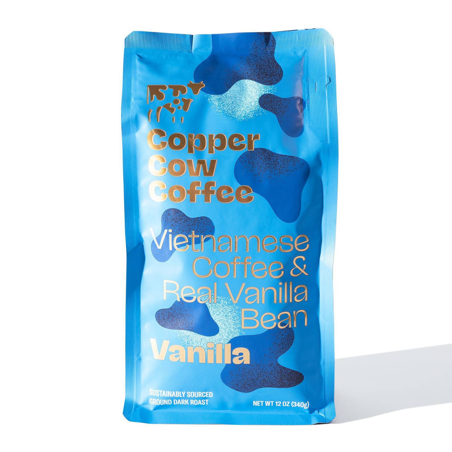 COPPER COW COFFEE Real Vanilla Bean Vietnamese Ground Coffee - 12oz