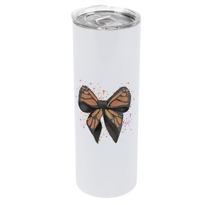 Elanze Designs 20 Ounce Stainless Steel On the Go Travel Tumbler With Push Top Lid, Orange Monarch Bow - 1 of 1