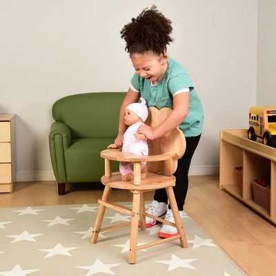 Constructive Playthings Hardwood Doll High Chair – Wooden Doll Feeding Chair with Scalloped Back for Ages 2+ — фото 8
