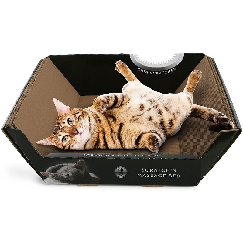 Omega Paw Cardboard Pet Ripple Board Scratch'n Massage Kitten Cat Bed with Chin Scratcher, 3 Interchangeable Layers, and Catnip Infused Surface, Black, 2 of 4