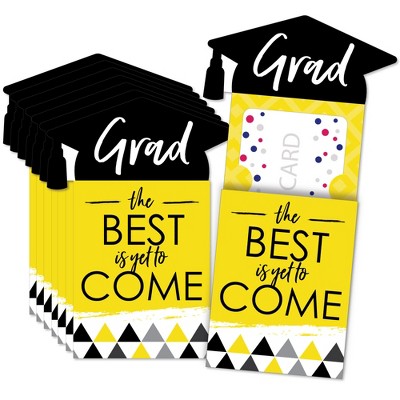Big Dot of Happiness Yellow Grad - Best is Yet to Come - Yellow Graduation Party Money and Gift Card Sleeves - Nifty Gifty Card Holders - Set of 8