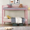 NicBex Twin Size Bunk Bed Metal Bed Frame with Ladder and Full Length Guardrail, No Box Spring Required, Pink - 2 of 4